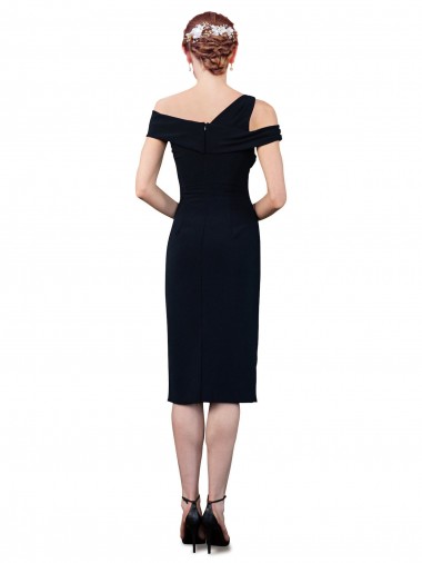 Draped Cross Shoulder Stretch Formal Crepe Cocktail Dress / Homecoming Dress UK