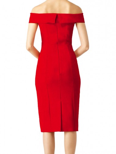 Off the Shoulder Square Neck Cocktail Length Bridesmaid Dress / Prom Homecoming Dress UK