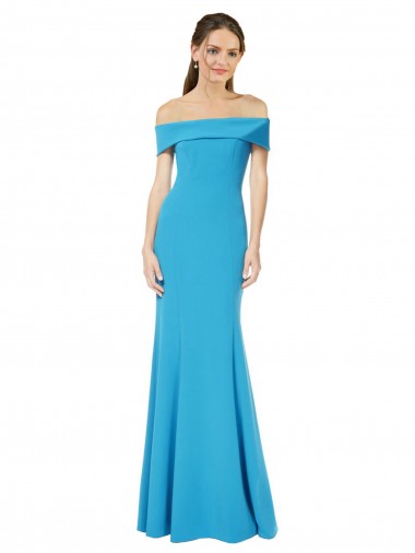 Off the Shoulder Formal Crepe Bridesmaid Dress / Prom Dress with Fitted Silhouette UK