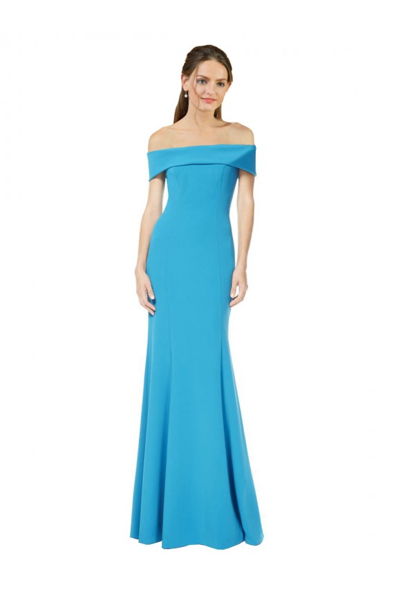 Off the Shoulder Formal Crepe Bridesmaid Dress / Prom Dress with Fitted Silhouette UK
