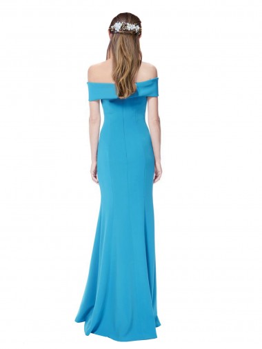 Off the Shoulder Formal Crepe Bridesmaid Dress / Prom Dress with Fitted Silhouette UK