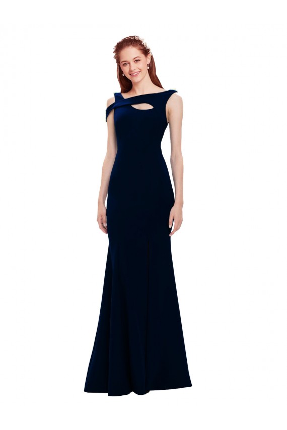 Sleeveless Formal Crepe Mermaid Bridesmaid Dress / Prom Dress with Side Slit UK