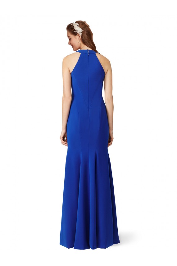 Halter V-Neck Long A-Line Formal Crepe Bridesmaid Dress / Prom Dress UK