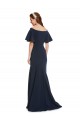 Off the Shoulder Formal Crepe Bridesmaid Dress / Prom Dress with Short Ruffle Sleeves. UK