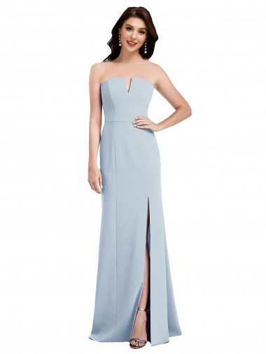 Strapless Notch Crepe Bridesmaid Dress / Prom Dress with Front Slit UK