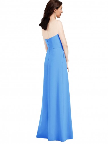 Strapless Pleated Skirt Crepe Bridesmaid Dress / Prom Dress with Pockets UK