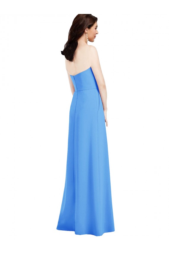 Strapless Pleated Skirt Crepe Bridesmaid Dress / Prom Dress with Pockets UK