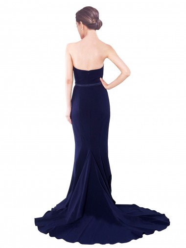Strapless Sweetheart Neckline Crepe Bridesmaid Dress / Prom Dress with Satin Waistband UK