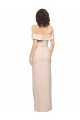 Off the Shoulder Long Formal Crepe Bridesmaid Dress / Prom Dress with Waist Tie and Slit UK