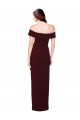 Off the Shoulder Long Formal Crepe Bridesmaid Dress / Prom Dress with Waist Tie UK