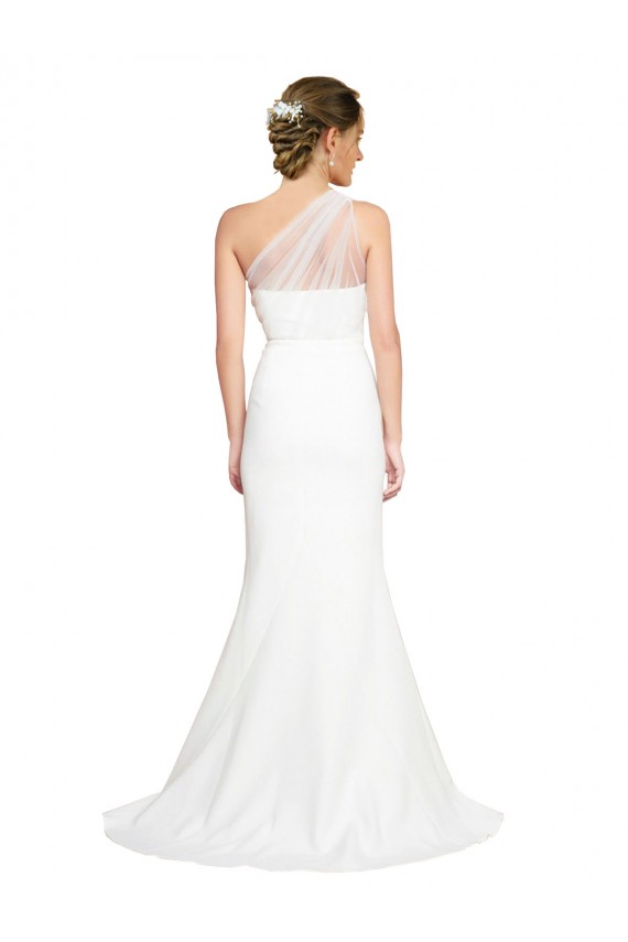 Soft Tulle Shoulder Overlay Mermaid One Shoulder Formal Crepe Bridesmaid Dress UK