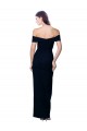 Off the Shoulder Long Full Length Formal Crepe Bridesmaid Dress / Prom Dress with Side Split UK
