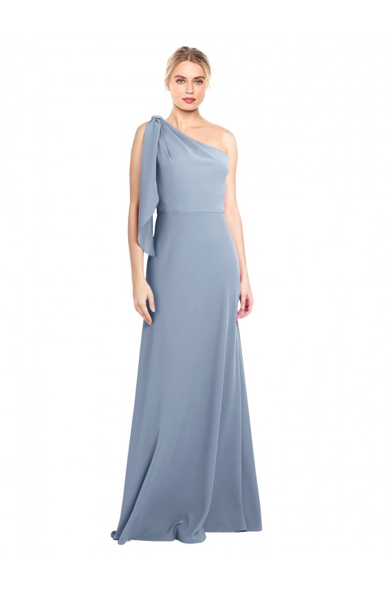 Draped Flutter Sleeves One Shoulder Stretch Formal Crepe Bridesmaid Dress / Prom Dress UK