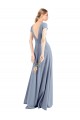 Plunging V-Neck Cap Sleeves Stretch Crepe Bridesmaid Dress / Prom Dress with Front Slit UK