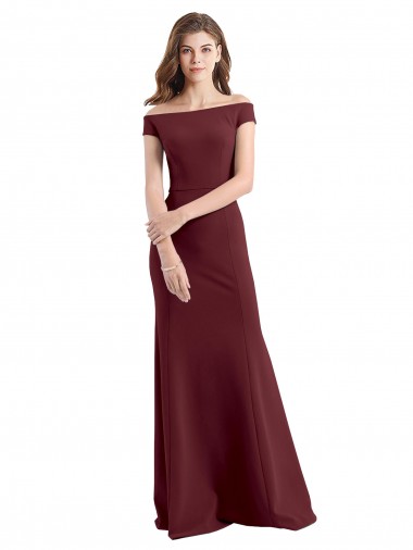 Off the Shoulder Fit and Flare Stretch Crepe Bridesmaid Dress / Prom Dress UK