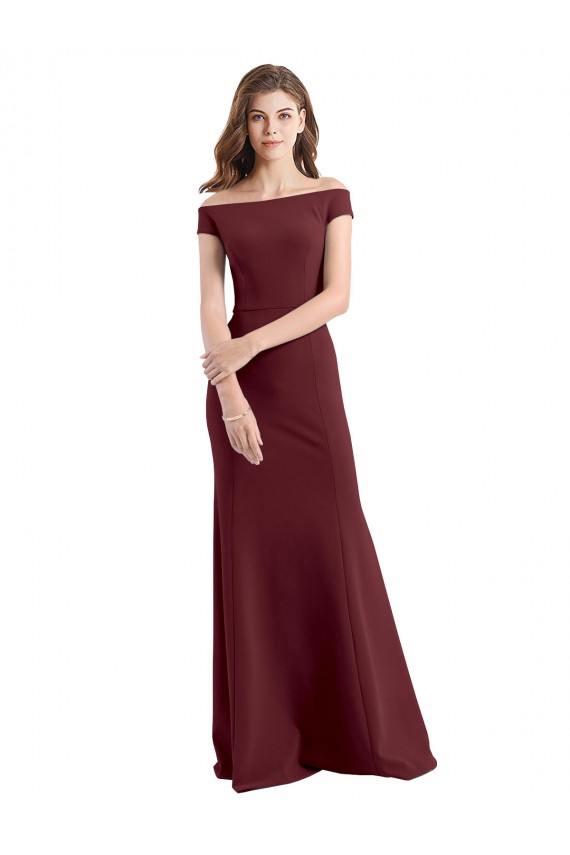 Off the Shoulder Fit and Flare Stretch Crepe Bridesmaid Dress / Prom Dress UK