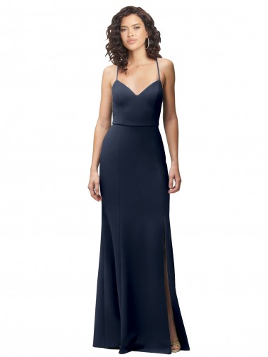 Sweetheart Fit and Flare Stretch Formal Crepe Bridesmaid Dress / Prom Dress with Side Slit and Strappy Back UK