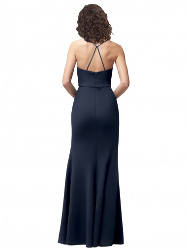 Sweetheart Fit and Flare Stretch Formal Crepe Bridesmaid Dress / Prom Dress with Side Slit and Strappy Back UK