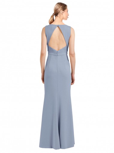 Boat Neckline and Sleek Fit and Flare Crepe Bridesmaid Dress with Keyhole Back UK