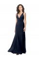 Classic V-Neck Long Stretch Formal Crepe Bridesmaid Dress / Prom Dress with V-Back UK