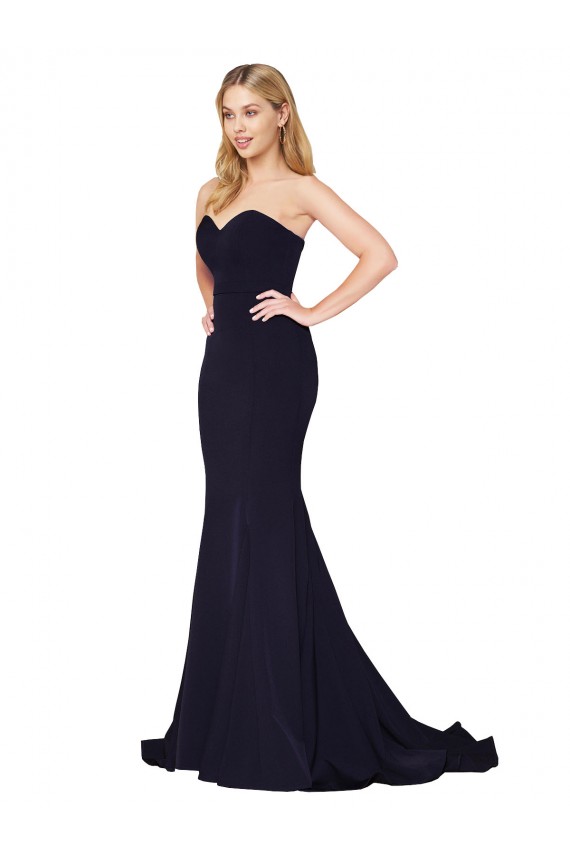 Sweetheart High Neck Sweep Train Sleeveless Formal Crepe Bridesmaid Dress / Prom Dress UK