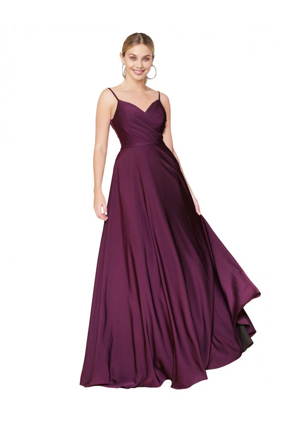 High Neck Spaghetti Straps Long V-Back Formal Crepe Bridesmaid Dress / Prom Dress UK