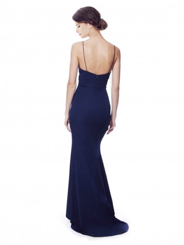 Deep V-Neck Spaghetti Straps Mermaid Formal Crepe Bridesmaid Dress / Prom Dress UK