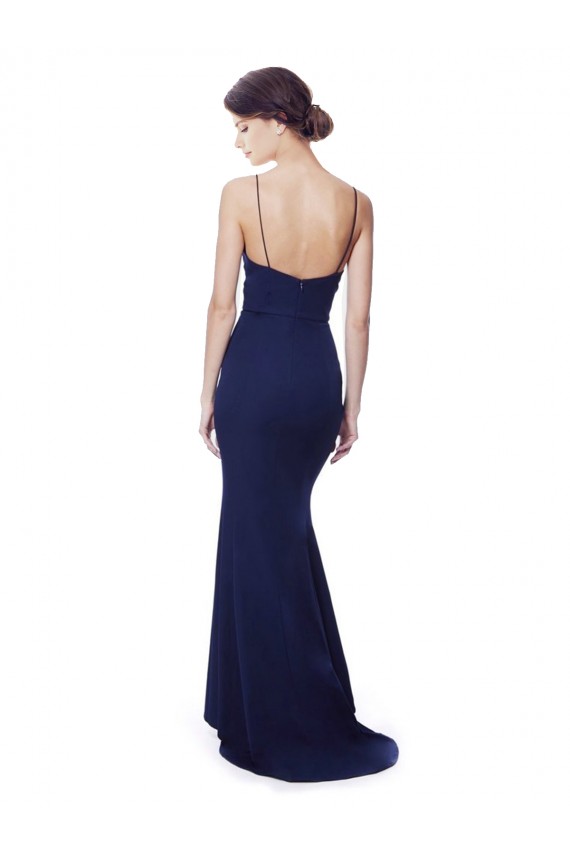Deep V-Neck Spaghetti Straps Mermaid Formal Crepe Bridesmaid Dress / Prom Dress UK