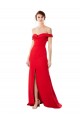 Off the Shoulder Chapel Train Formal Crepe Bridesmaid Dress / Prom Dress with Thigh-High slit UK