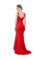 Long Chapel Train Fishtail Maxi Formal Crepe Bridesmaid Dress / Prom Dress with Sweetheart Neckline UK