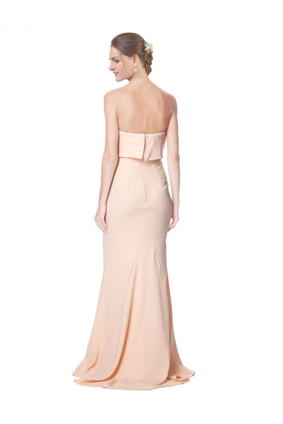 High Neck Strapless Long Formal Crepe Maxi Bridesmaid Dress / Prom Dress with Overlay UK