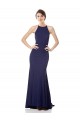 High Neck Fishtail Formal Crepe Bridesmaid Dress / Prom Dress with Open Back Detail UK