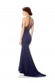 High Neck Fishtail Formal Crepe Bridesmaid Dress / Prom Dress with Open Back Detail UK