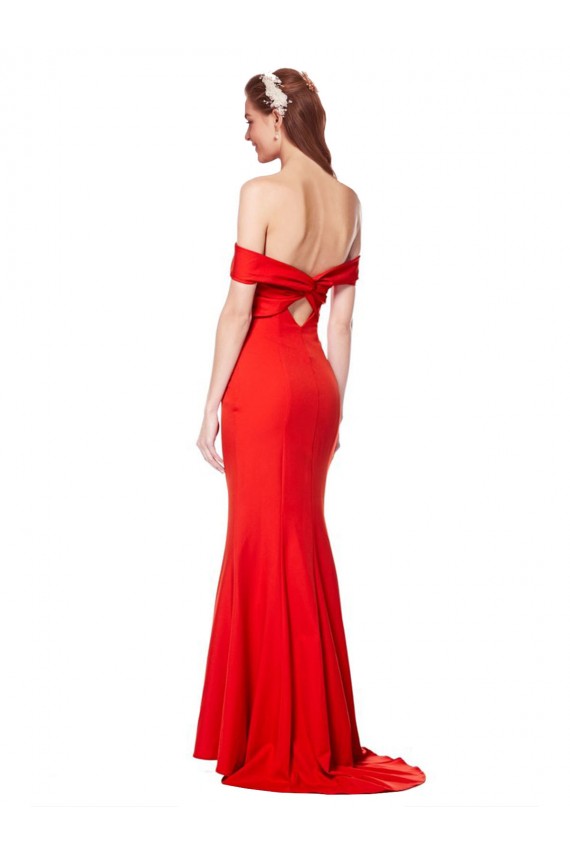 Cross Front and Back Bardot Sleeveless Formal Crepe Maxi Bridesmaid Dress / Prom Dress UK