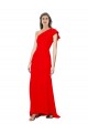 High Neck Ruffle Frill One Shoulder Maxi Formal Crepe Bridesmaid Dress / Prom Dress UK