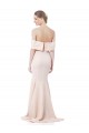 Mermaid Bardot Maxi Formal Crepe Bridesmiad Dress with Fishtail Train UK