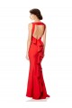 High Neck Maxi Formal Crepe Bridesmiad Dress with Exaggerated Back Ruffle UK