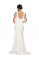Square Neck Long Sheath Sweep Train Crepe Bridesmaid Dress / Prom Dress  UK