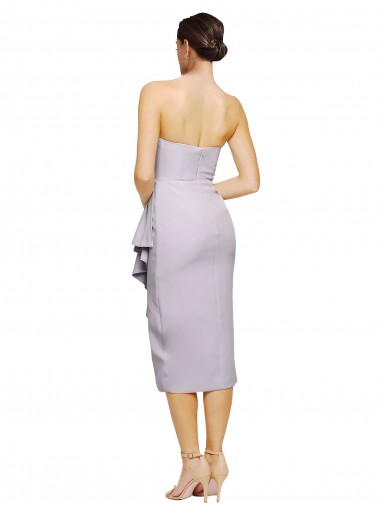 Short Cocktail Length Strapless Formal Crepe Bridesmaid Dress / Prom Dress with Ruffles UK