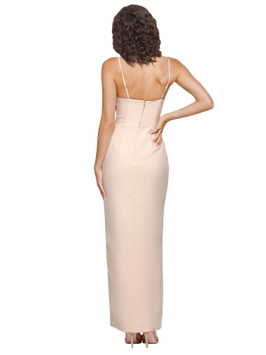 Long Full Length Ruffles Strapless Low Back Crepe Bridesmaid Dress / Prom Dress with Straps UK