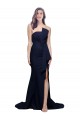 Long Strapless Sweep Train Low Back Crepe Bridesmaid Dress / Prom Dress UK