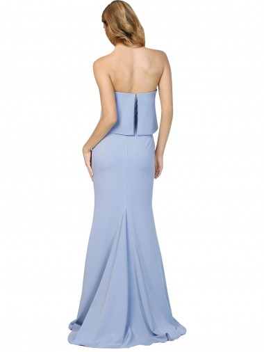 Strapless Full Length Formal Crepe Bridesmaid Dress / Prom Dress with Bodice Overlay UK