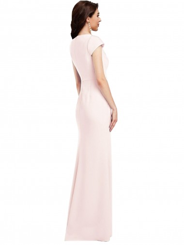 Cap Sleeve A-Line Formal Crepe Bridesmaid Dress / Prom Dress with Pockets UK