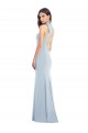 Halter Bow Neck Open Back Soft Full Length Trumpet Bridesmaid Dress / Prom Dress UK