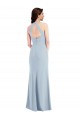 Open Back Halter Maxi Formal Crepe Bridesmaid Dress / Prom Dress with Draped Bow UK