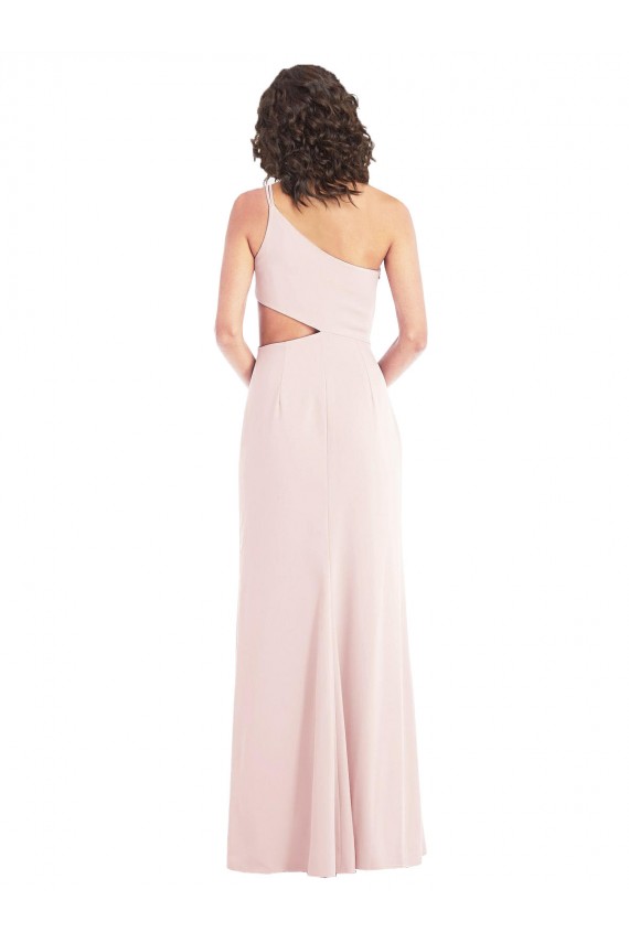 Flirty One Shoulder Midriff Cutout Maxi Formal Crepe Bridesmaid Dress / Prom Dress UK