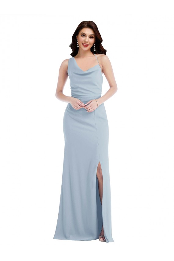 One Shoulder Draped Cowl Neck Maxi Bridesmaid Dress / Prom Dress UK
