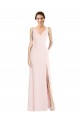 Square Neck Low Back A-Line Bridesmaid Dress / Prom Dress with Front Slit and Pockets UK