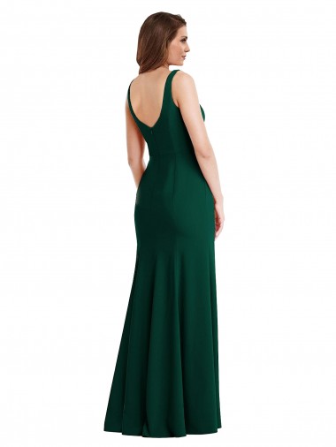 Square Neck Trumpet Maxi Bridesmaid Dress / Prom Dress with Front Slit UK