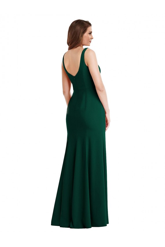 Square Neck Trumpet Maxi Bridesmaid Dress / Prom Dress with Front Slit UK